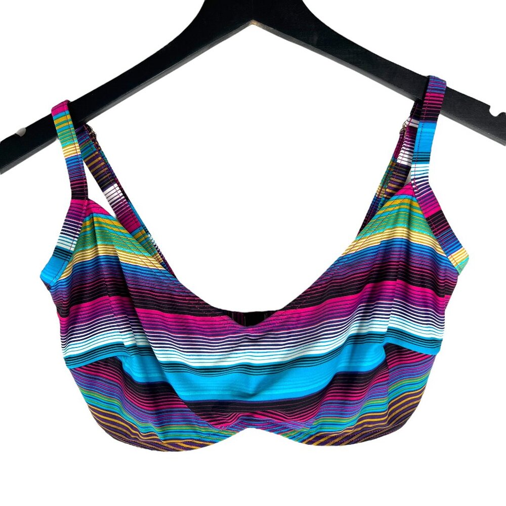 Lepel Underwire Bikini Top in Multicolor Fuchsia Stripes Size 32FF